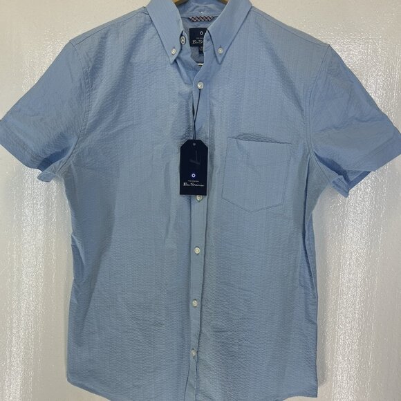 Ben Sherman NWT Mens Button Down Collar Shirt Medium Blue - Picture 1 of 9